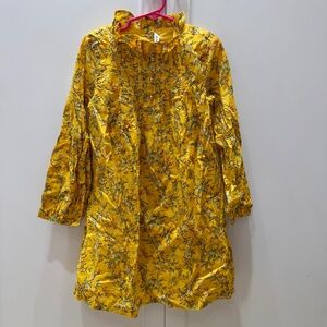 Janie and Jack Yellow Floral Ruffle Neck Long Sleeve Dress